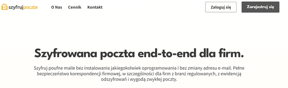 : Jak zarejestrować się w szyfruj pocztę - przycisk rejestracji na stronie głównej