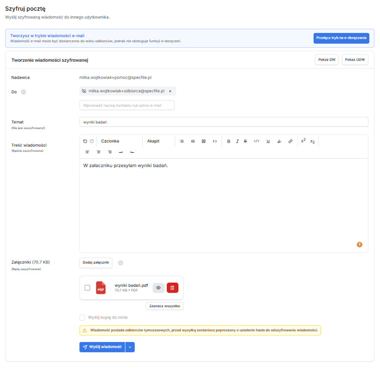 Tworzenie szyfrowanej wiadomości w szyfruj pocztę
